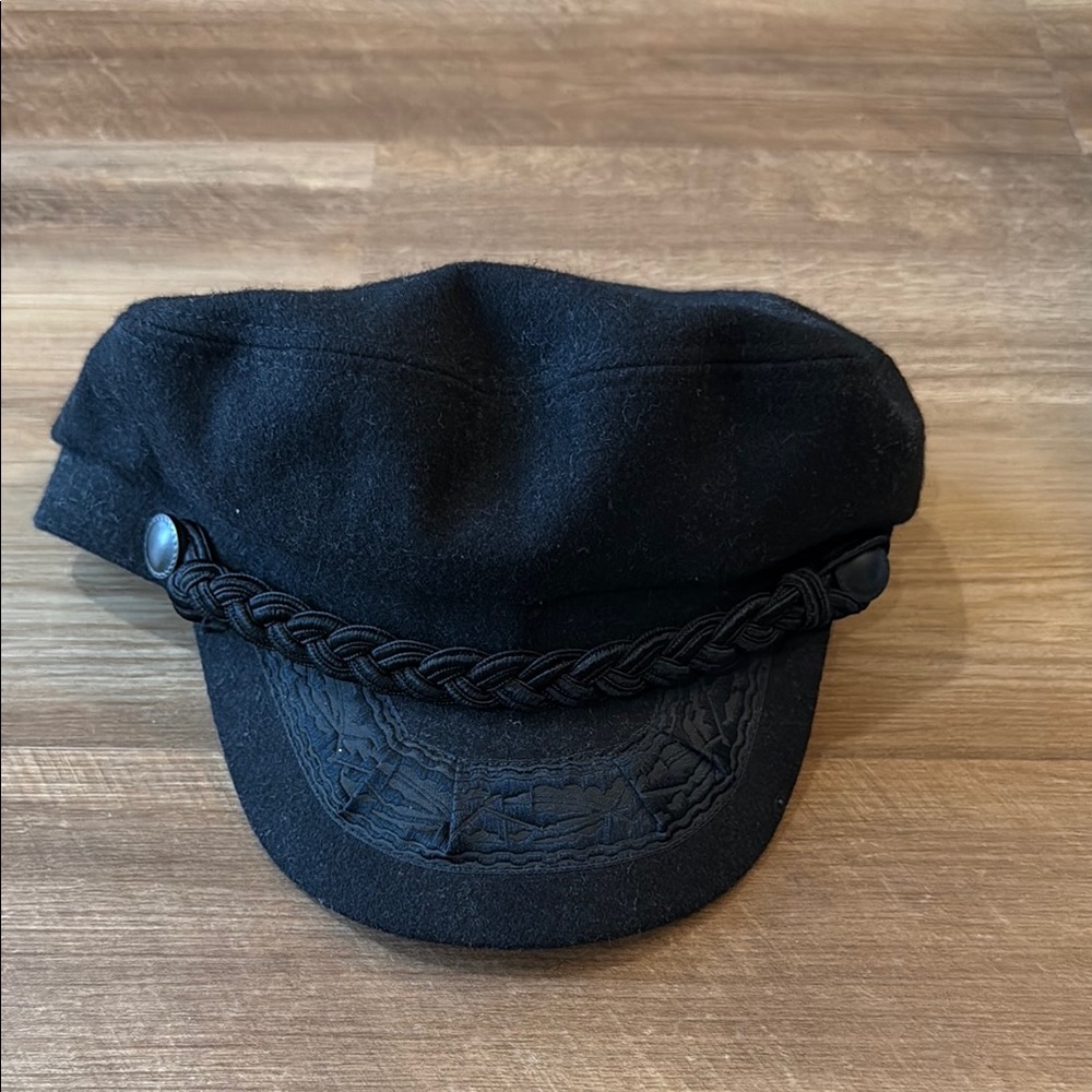 Brixton Black Newsboy Hat with Textured Fabric